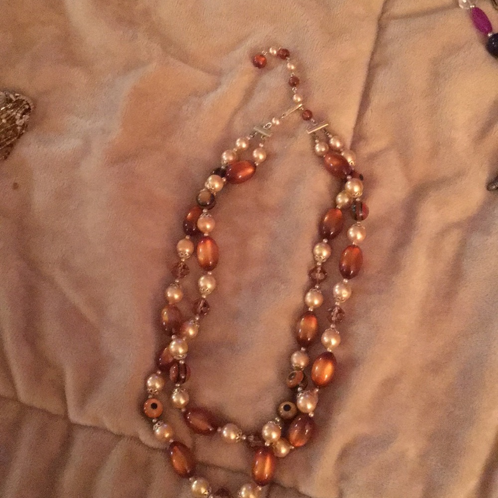 Brown and gold short necklace